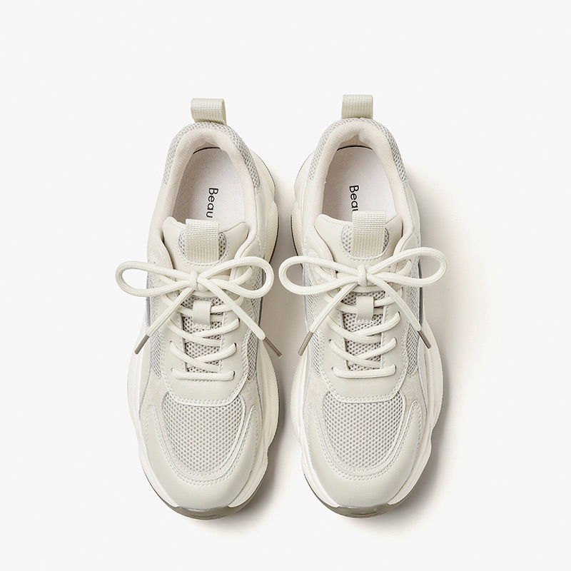 BeauToday Casual Sneakers Women Synthetic Leather Lace-up Design Platform Round Toe Chunky Sole Ladies Trainers Handmade A29401