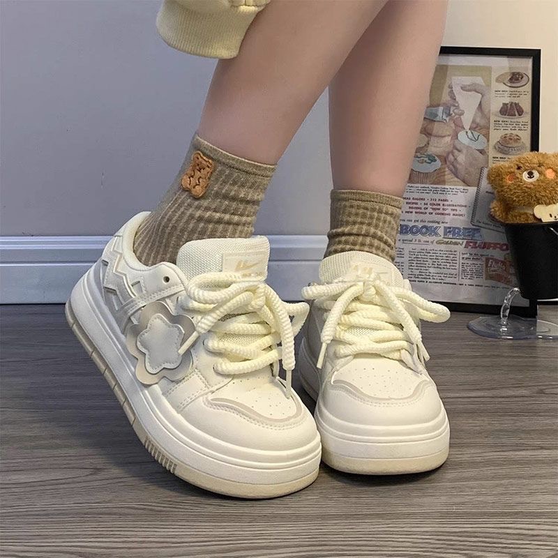 Women's Star Print Chunky Sneakers: Versatile Sports Shoes with Thick Sole e638