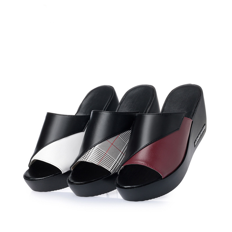 2025 NEW woman AIYUQI platform flip ps new summer genuine leather high heel shoes big size women slipper b a