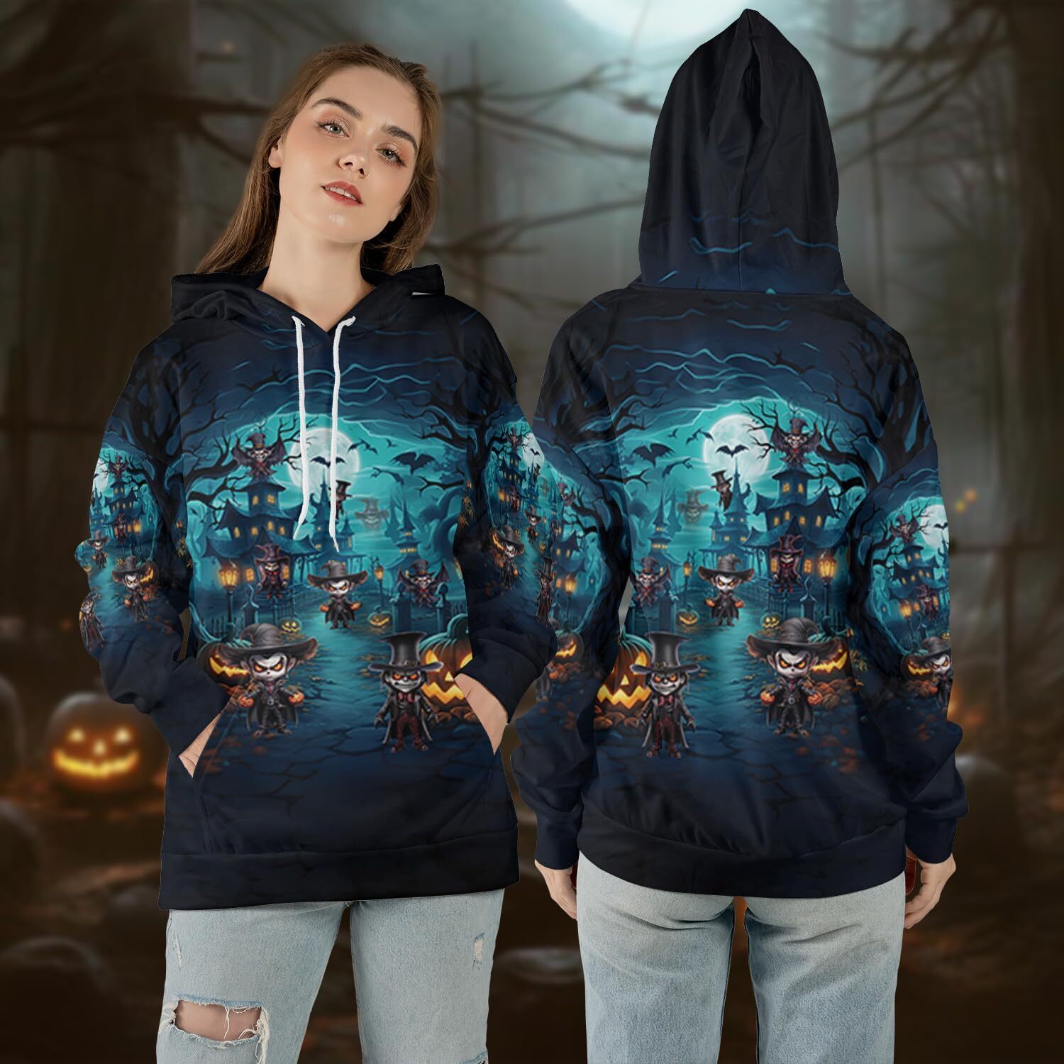 Hoodie For Mens Womens Funny Pumpkins Men Sweatshirt Pullovers, Halloween Night Casual Graphics Fleece Pockets S02 Graphic Hoodies Free shipping