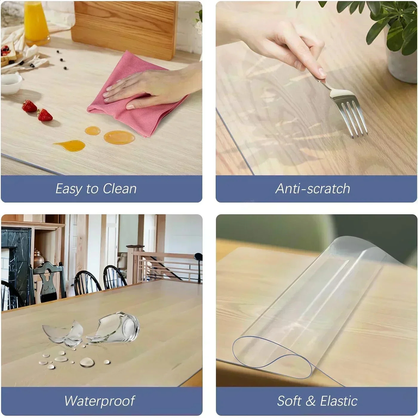 Clear Table Cover ProtectorClear Table Protector for Dining Room TablePlastic Table Cover Clear Plastic Tablecloth Protector 240902
