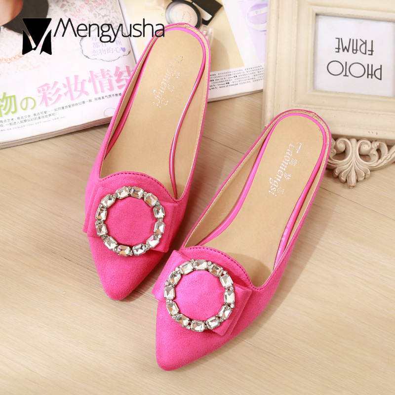 designer Famous leopard patterns flat sandals woman summer fashion ck pointed toe slippers crystal ring mules slides flipp