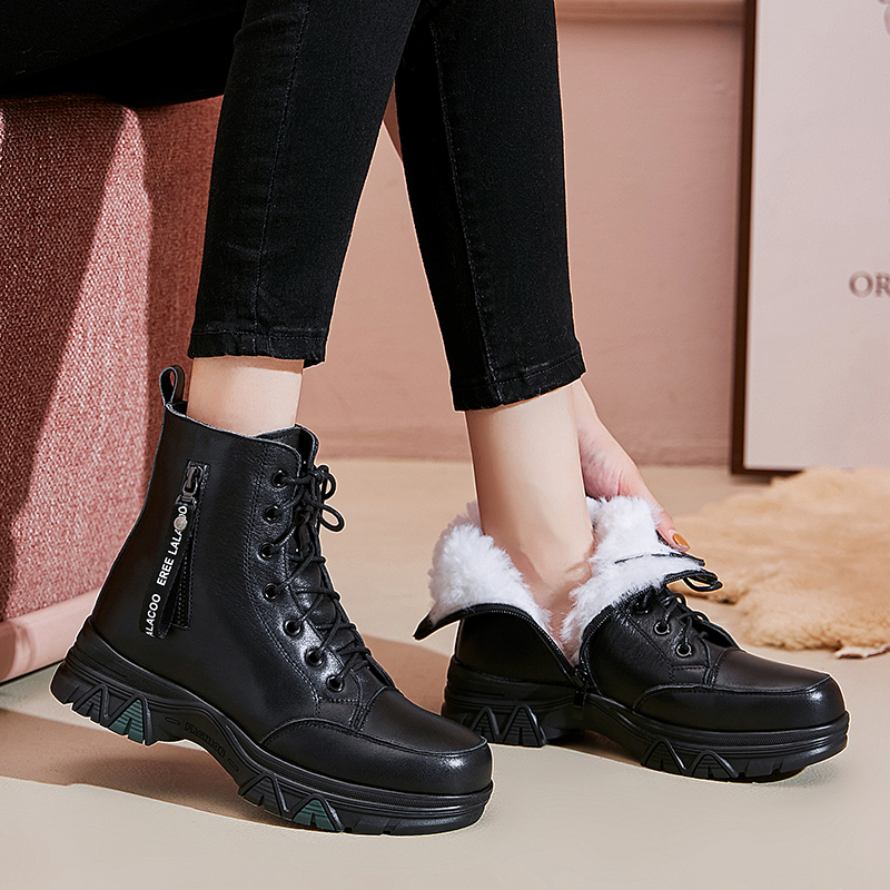 AIYUQI Women Winter Boots 2024 New Large Size Genuine Leather Women Short Boots Non Slip Natural Wool Women's Snow Boots