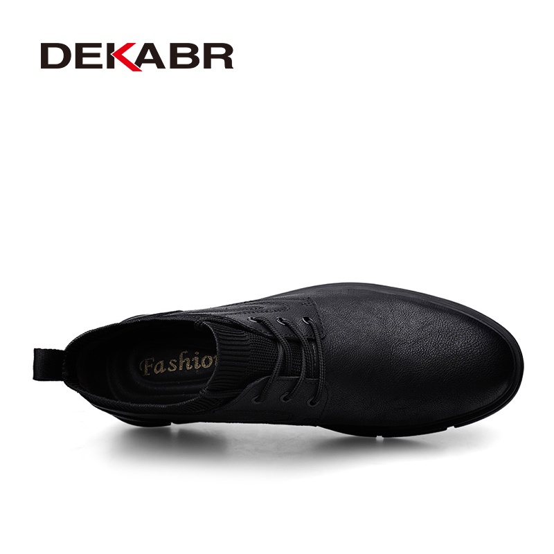 DEKABR Keep Warm Comfy Split Leather Ankle Autumn Winter Men Fashion Lace Up Shoes for Man Lightweight Casual Boots 2a27