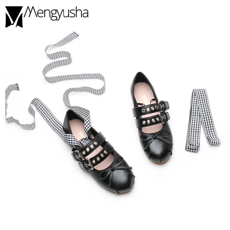 autumn new ballet 2979b spring flats women foldable ladies buckle strap decorate moccasins silk riband bow lace up flat shoes