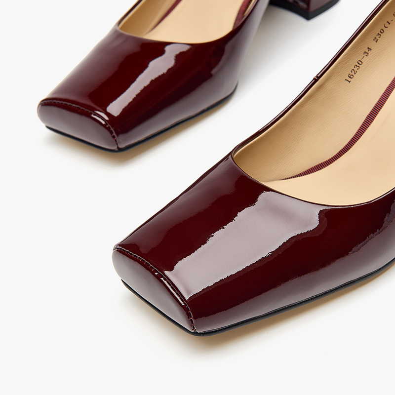 Retro BEAUTODAY Pumps Women Genuine Cow Leather Solid Color Toe Square Heel Slip-on New Ladies Shoes Handmade 16230 5bd2
