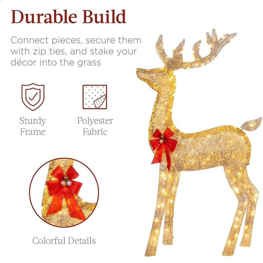 3Pcs Christmas Deer Decoration Light LED Reindeer Elk Luminous Sculptures Winter Garden Lawn Outdoor Yard Christmas Ornaments 240902
