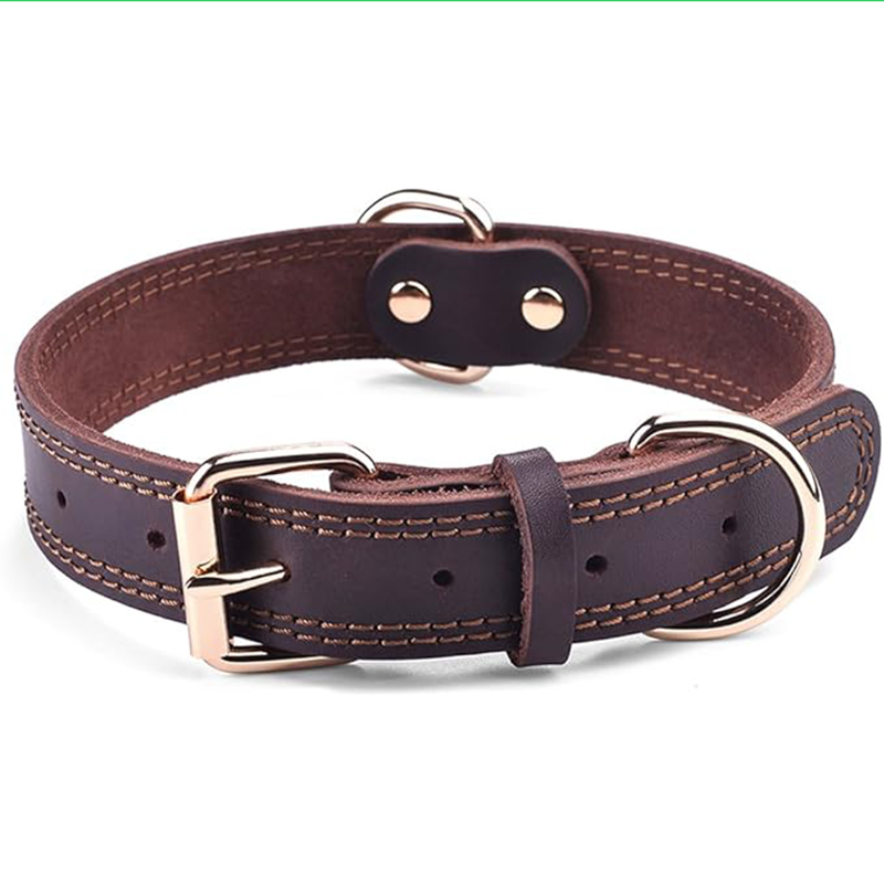 Genuine Leather Heavy Duty Wide Strong Collar for Small Medium Size and Extra Large Dog Z250326