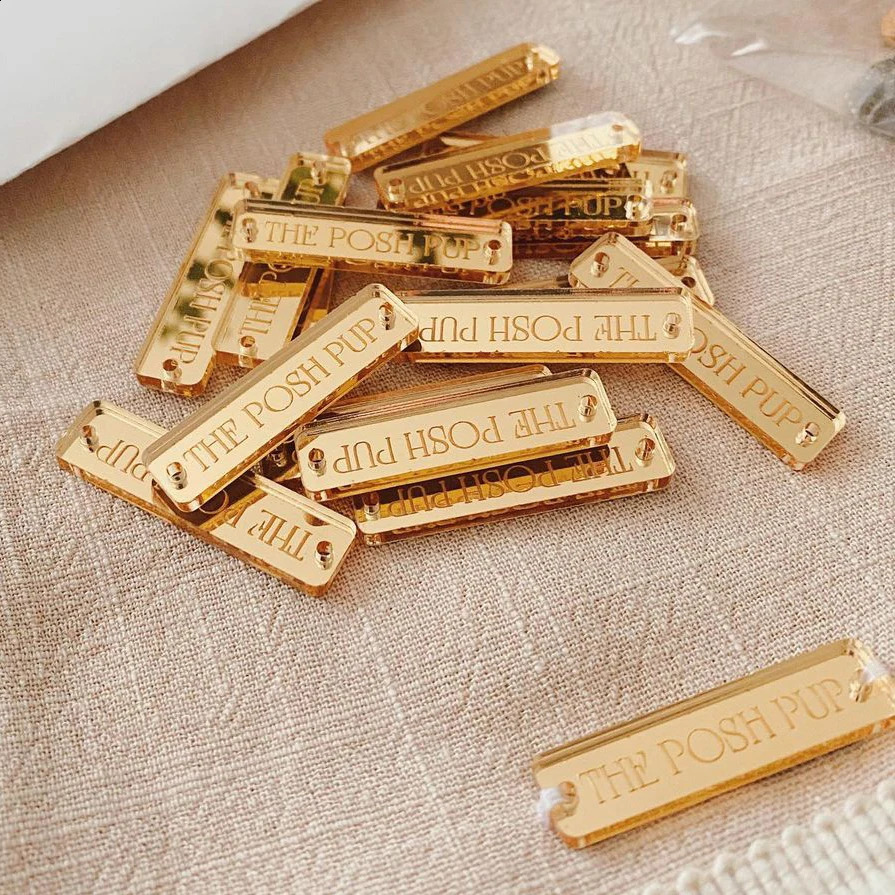 25Pcs Personalized Engraved Acrylic Mirror Tags Clothing Tags Sew On Acrylic Labels Custom For Box Labels Decoration 240902
