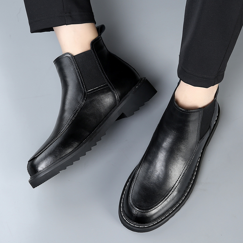 Retro Classic Style Autumn Men Slip-on Waterproonkle Senior Genuine Leather Fashion Boots Motorcycle Shoe 4695