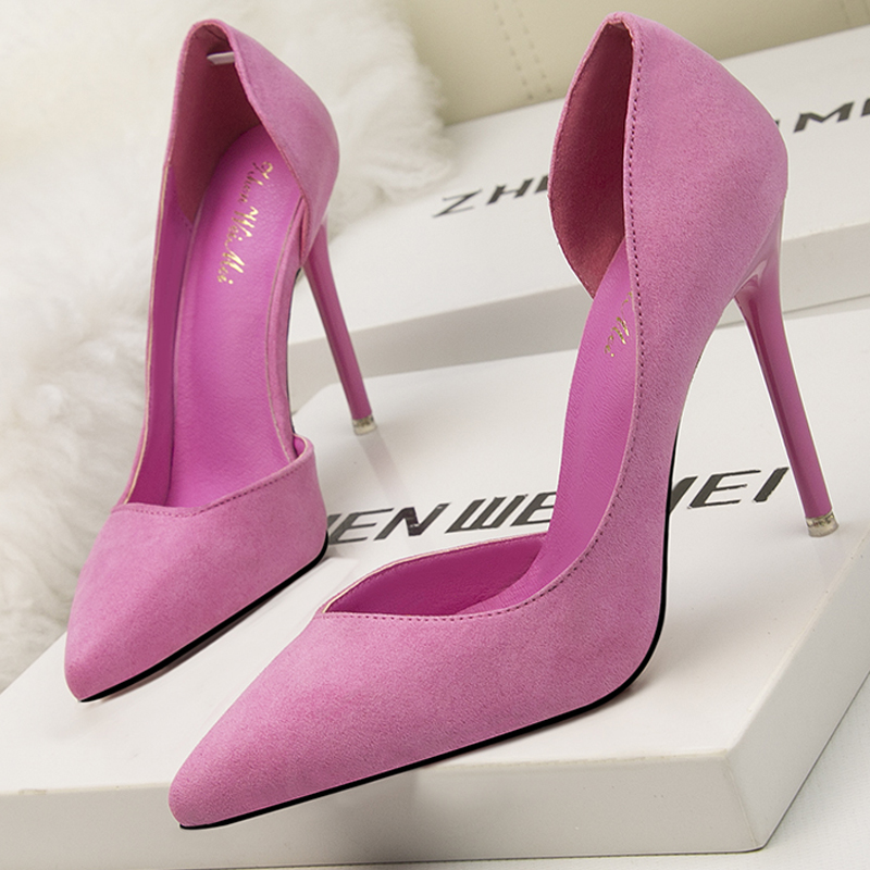 2023 New Woman Pumps Suede Women Heels Stiletto Fashion Office Shoes Pumps Sexy High Heels 10 Cm Ladies Shoes Women's Pumps