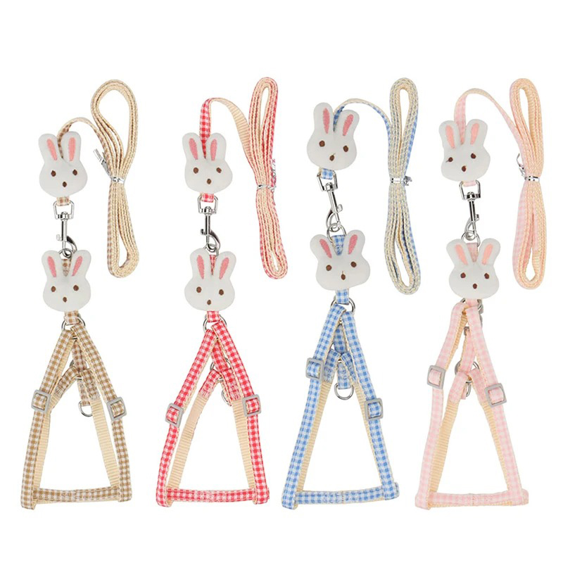 Small Dog Harness and Leash Set,bunny Decoration Safe Pet Dog Vest for Puppy Adjustable Chest Belt，Step-in Harness for Puppy Cat