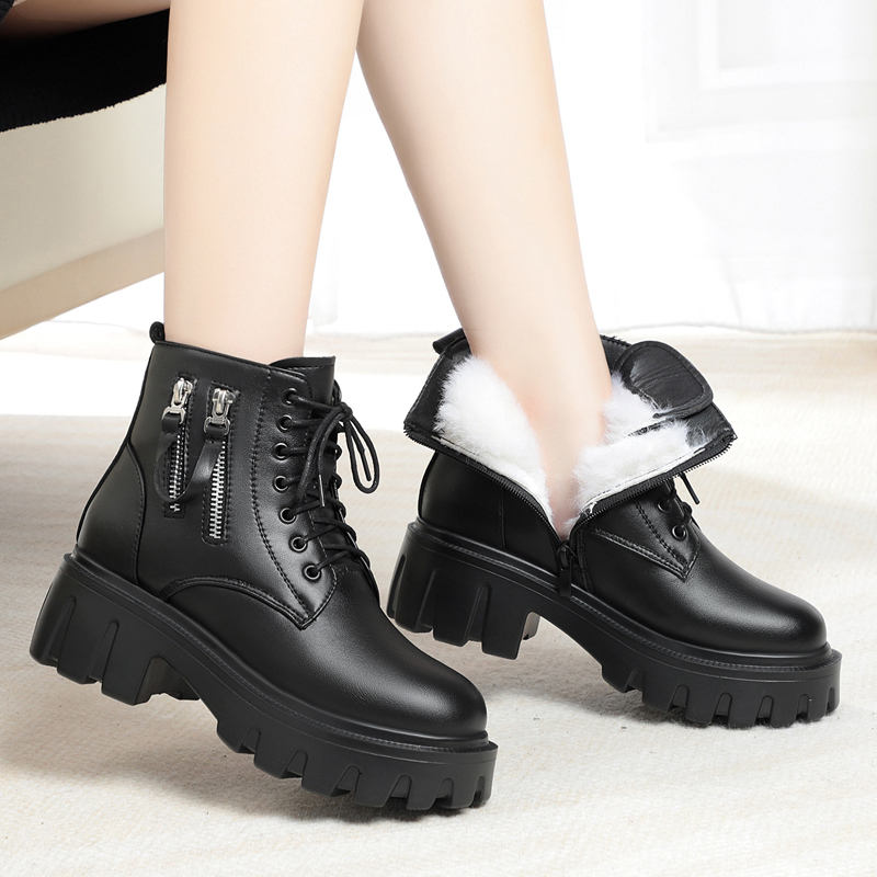 AIYUQI Women Winter Boots Platform Large Size 2024 New Fashion Genuine Leather Women's Snow Boots Wool Warm Women's Ankle Boots