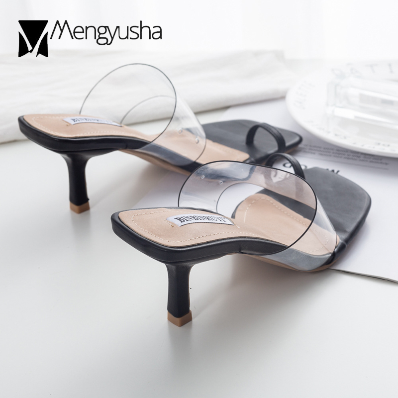 2025 new Toe Clip Transparent Sandals Women Stiletto Heels Slippers Thin High Heel Flipps Clear Sandalias Wedges Shoes Jelly Sandales