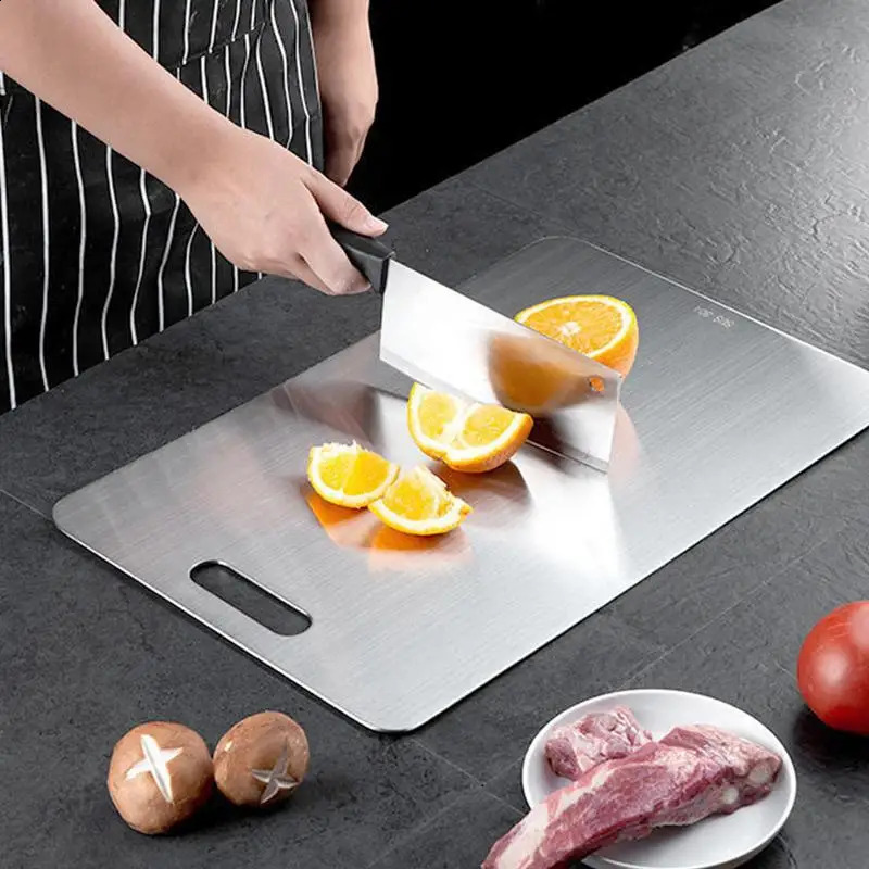 Cutting Board Double-Sided Metal Cutting Mats Chopping Block Meat Fruits Vegetables Bread Baking Grip Kitchen Supply 240902