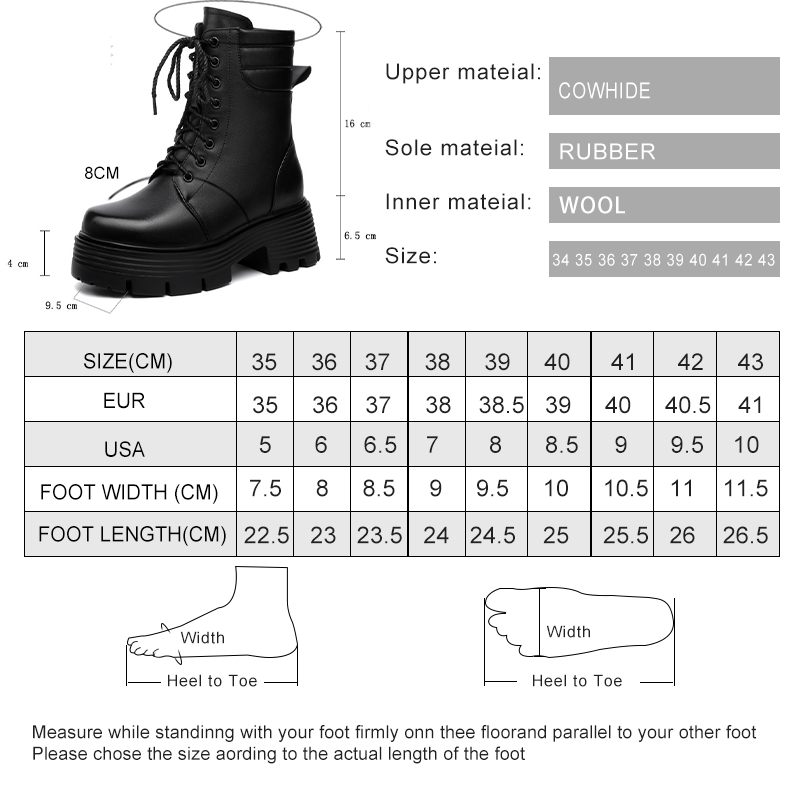 AIYUQI Women Boots Platform High Heel Genuine Leather Large Size Ankle Boots Women Thick Wool Winter Snow Boots Ladies