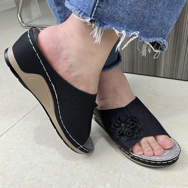 Wer Lucyever Platform Wedges Heels Slippers Women New Quality Hollow Out Thick Sole Sandals Woman Summer 2022 Plus Size Casual Shoes 43 08B2