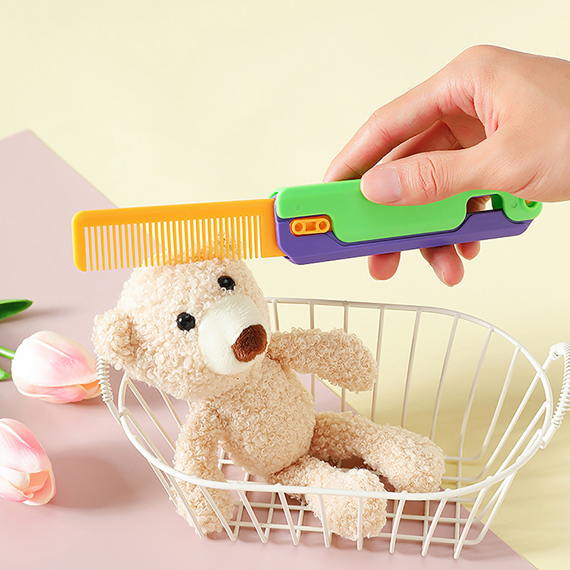 3D Printing Gravity Comb Small Radish Knife Folding Shrink Comb Pet Dog Comb Mini Model Pendant Push Card Decompression Toy