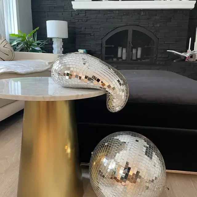 Decor Crafts Melted Disco Ball Sculpture Wall Art Home Decor Table Decor Sculpture Disco Drip Maximalist Home Sparkle Mirror 240902