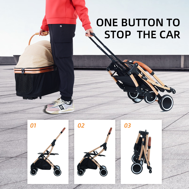 //Four wheels carrier strolling cart foldable pet dog stroller for cat and dog