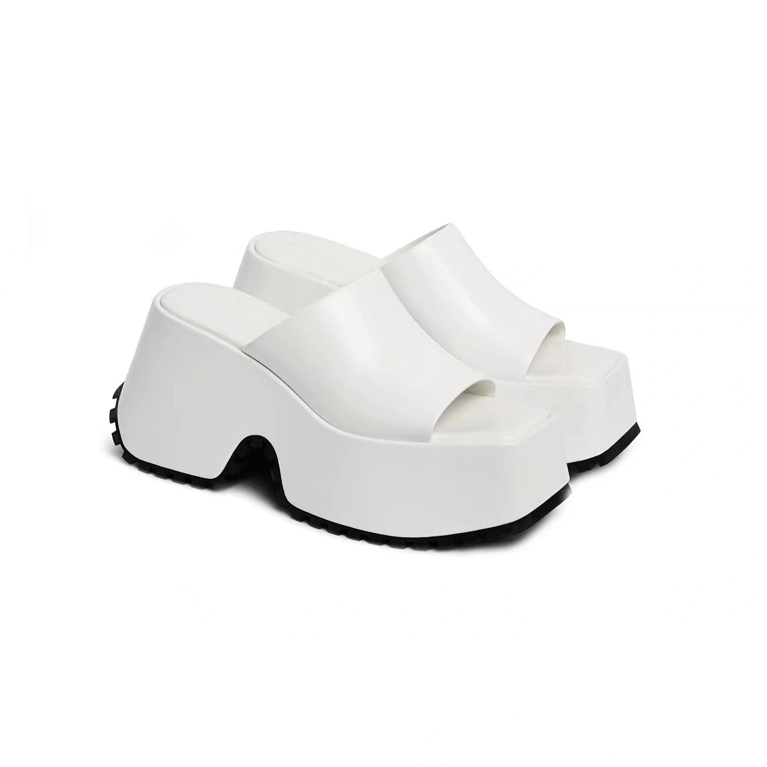 Denim Sole Thick Summer Women Slippers Modern Flat With Height Increasing Leisure Casual Outside Platform Super High Heel Shoes e3de