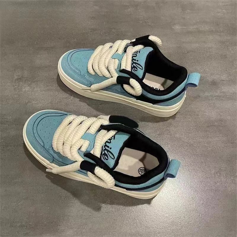 Lake Blue American Retro Versatile Canvas Board Shoes for Women dh910320090