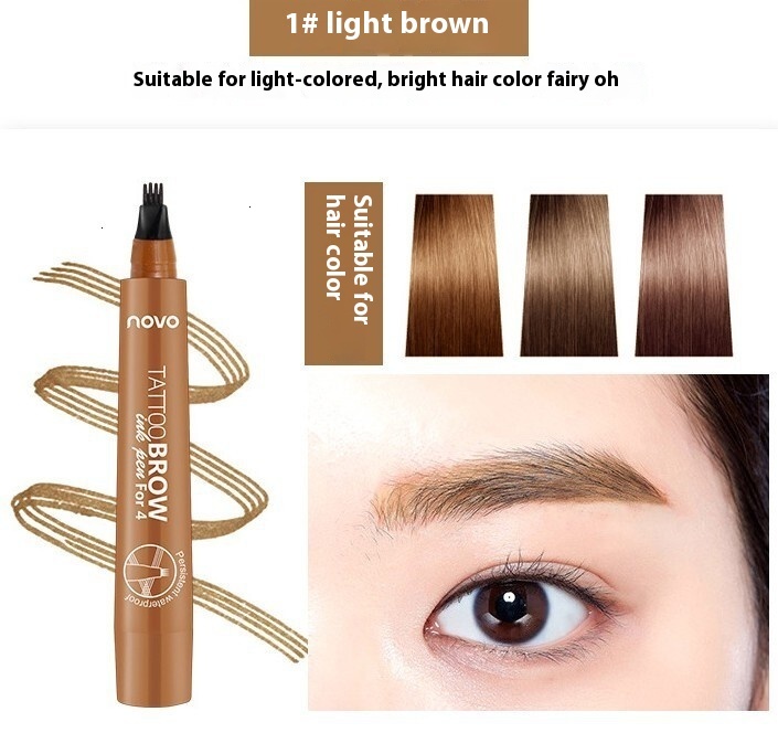 Durable NOVO Four Pronged Liquid Brow Liner for Precise Application Water Resistance & No Smudge Design