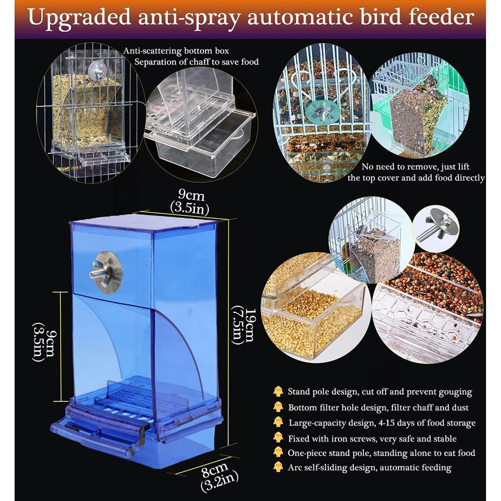 Parrot Automatic Feeder No-Mess Bird Feeder,Cage Accessories for Budgerigar Canary Cockatiel Finch Parakeet Food Container