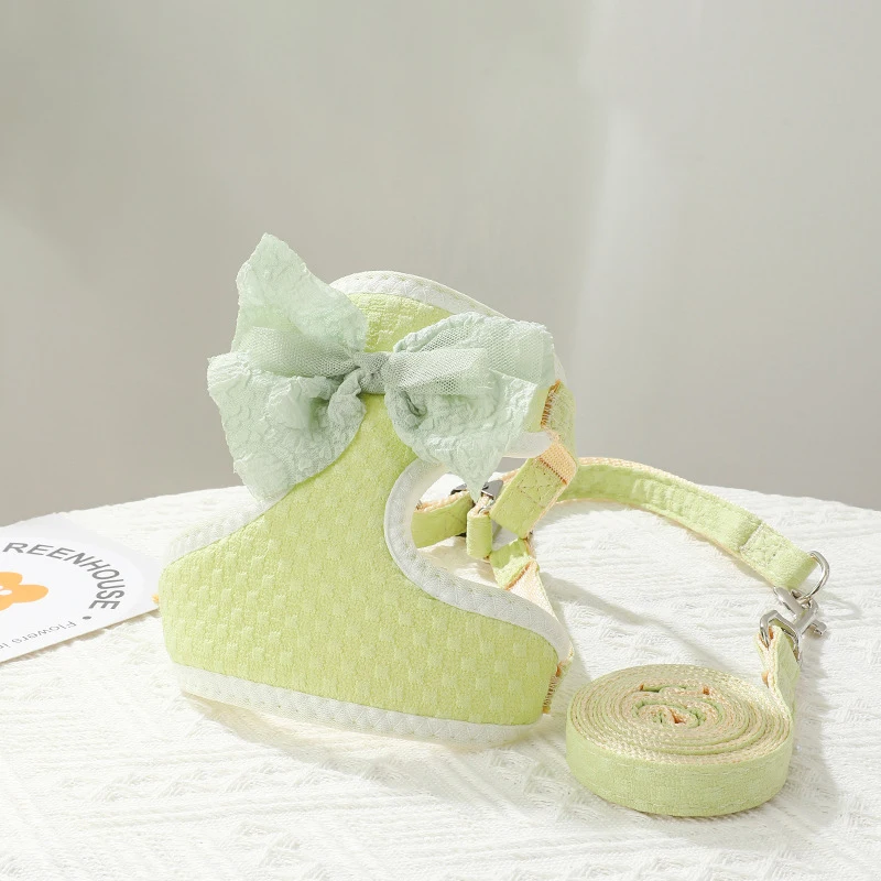 Dog Harness & Leash Set Bow Dog Harness Vest Walking Training Easy Control Dog Leashes for Small Medium Girls Dogs Cats Puppy