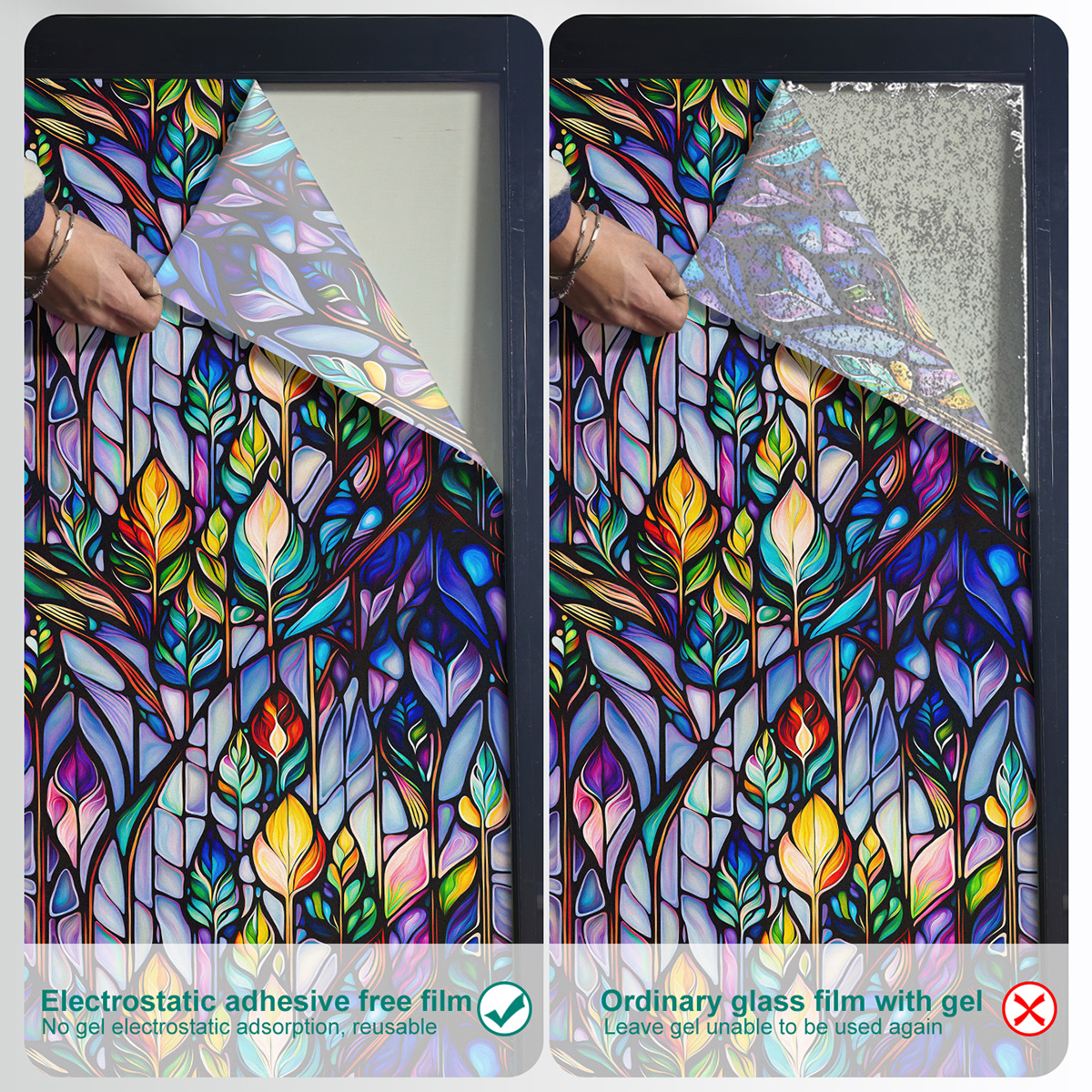 Floral Retro Design Patterned Frosted Glass Panel - Perfect for DIY Interior Decorations