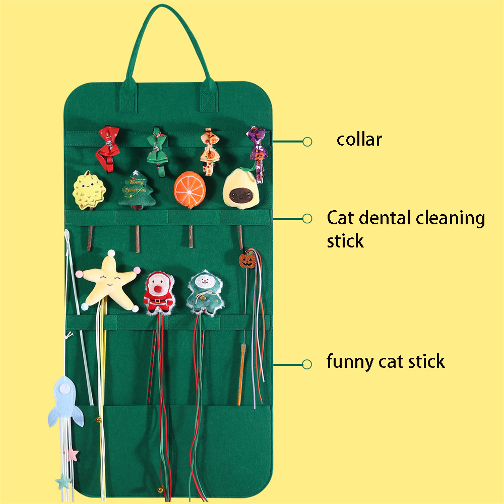 Pet Storage Bag Hanging on Dog Fences,Cat Stick Storage Bag Pet Toys Organizer Multi-Functional for Pet Supplies & Accessories