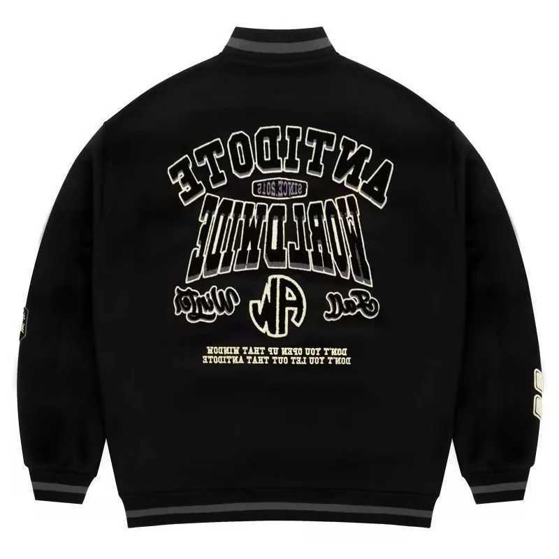 Men's Jackets Vintage Baseball Jacket Men Flocked Embroidery Stand Collar et High Strt Oversize Coat Couple Strtwear Spring New Y240902RA1V
