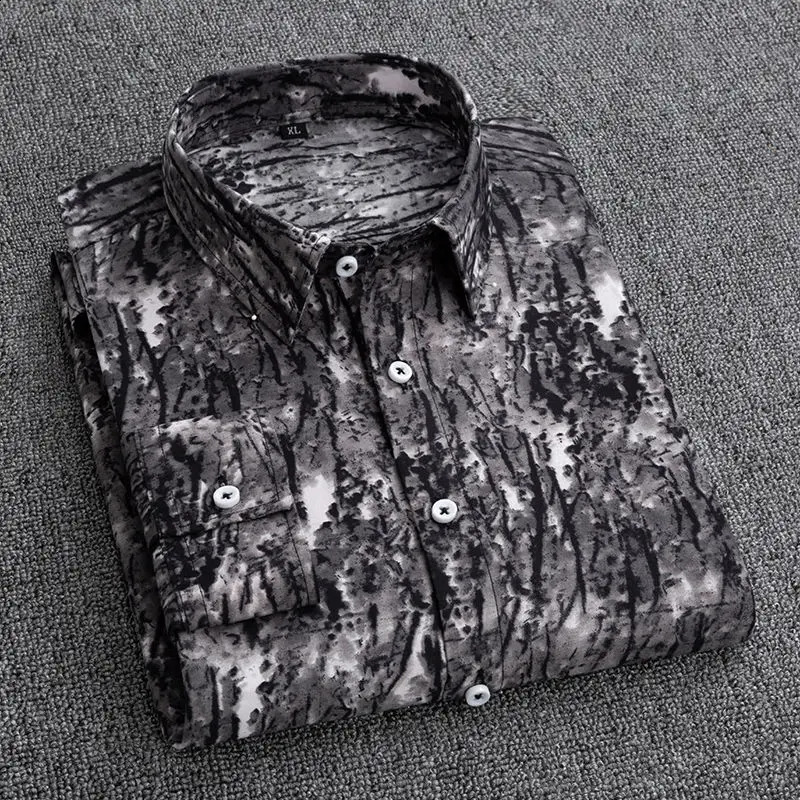 Mens Dress Shirts Striped Long Sleeve Spring Autumn Smart Casual Business Non-Ironing Slim Fit Formal Mens Shirt Blue White 240902
