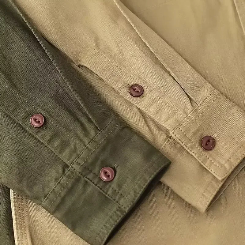 Long Sleeve Working Shirt For Men Casual Loose Fit Jacket Vintage Style Solid Color Simple Spring Autumn Season 240902