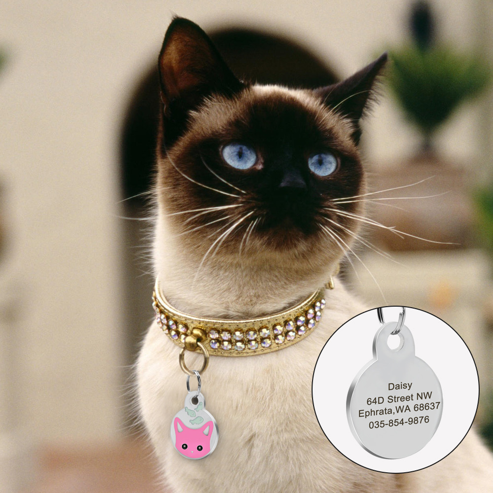 Custom Cat Dog Tag Personalized for Dog Collars Engraved ID Tags Address Tags for Dog Name Tag Engraving Customized Anti-Lost