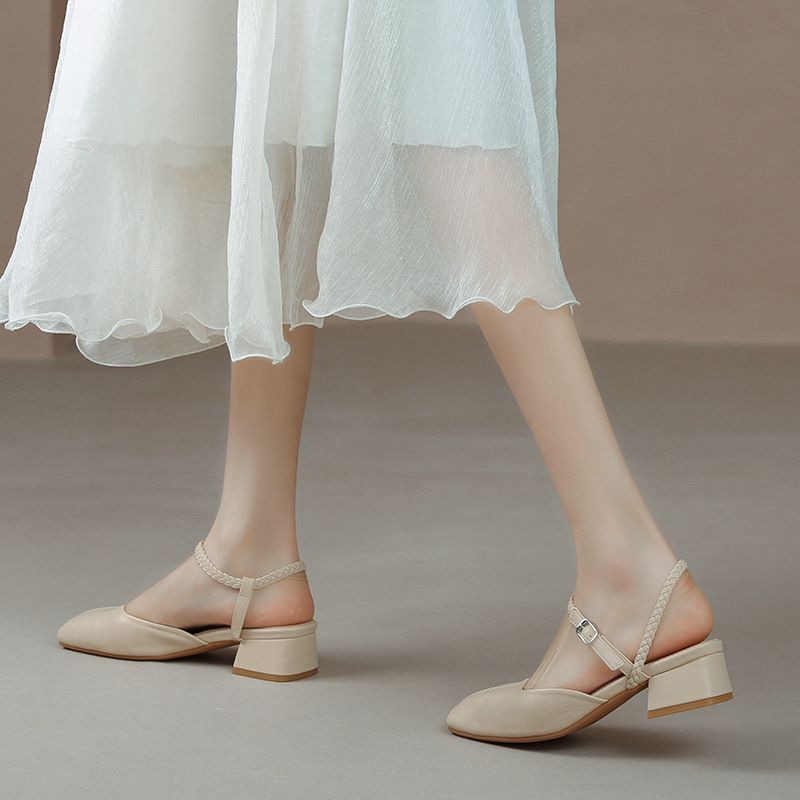 designer new knitted band gladiator sandals women square toe med-high heels bacg summer shoes woman cutout sandalias 2023