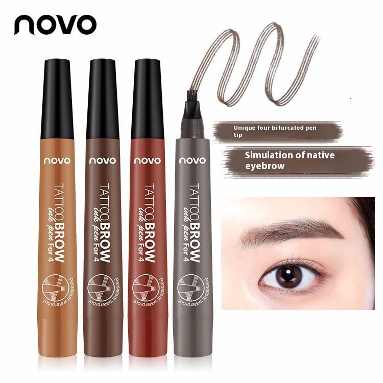 Durable NOVO Four Pronged Liquid Brow Liner for Precise Application Water Resistance & No Smudge Design