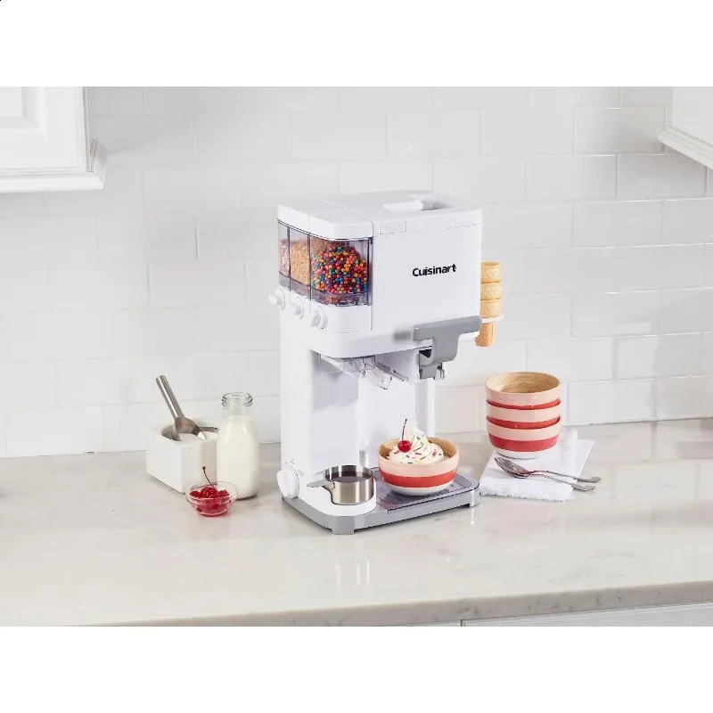 Soft Serve Ice Cream Machine Mix It In Maker for Frozen Yogurt Sorbet Gelato Drinks 15 Quart White 240830