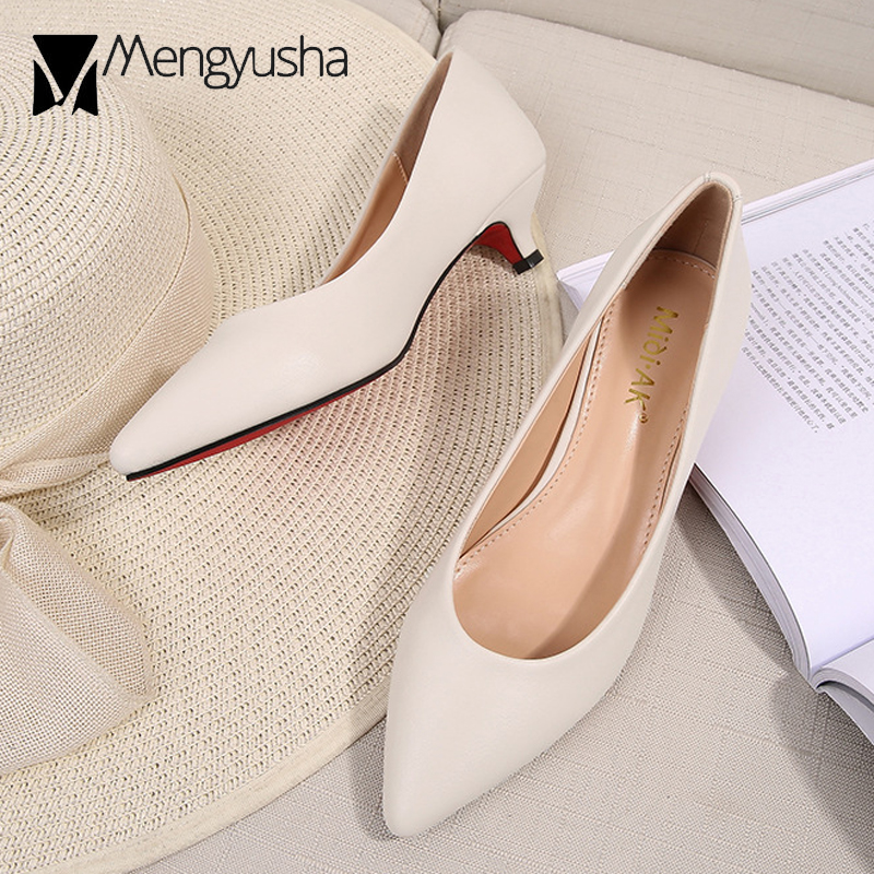 Shoes 8ed20 Spring Ladies 2023 Office Delicate Woman Plus Size 42/43 Thin High Heels Solid Leather Small Heeled New Nude Dress Pumps