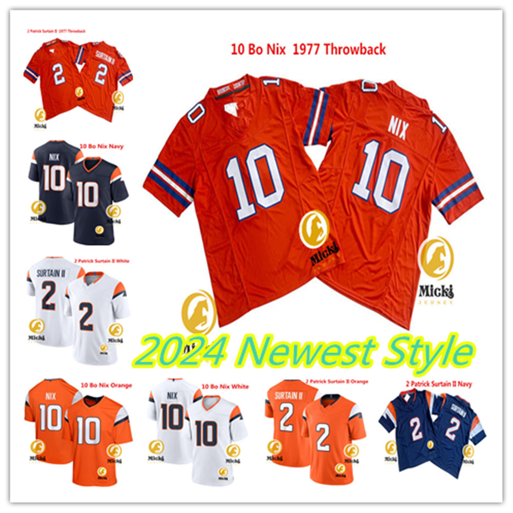 Bo Nix Football Jersey Stitched Mens #2 Patrick Surtain II Jerseys S-3XL