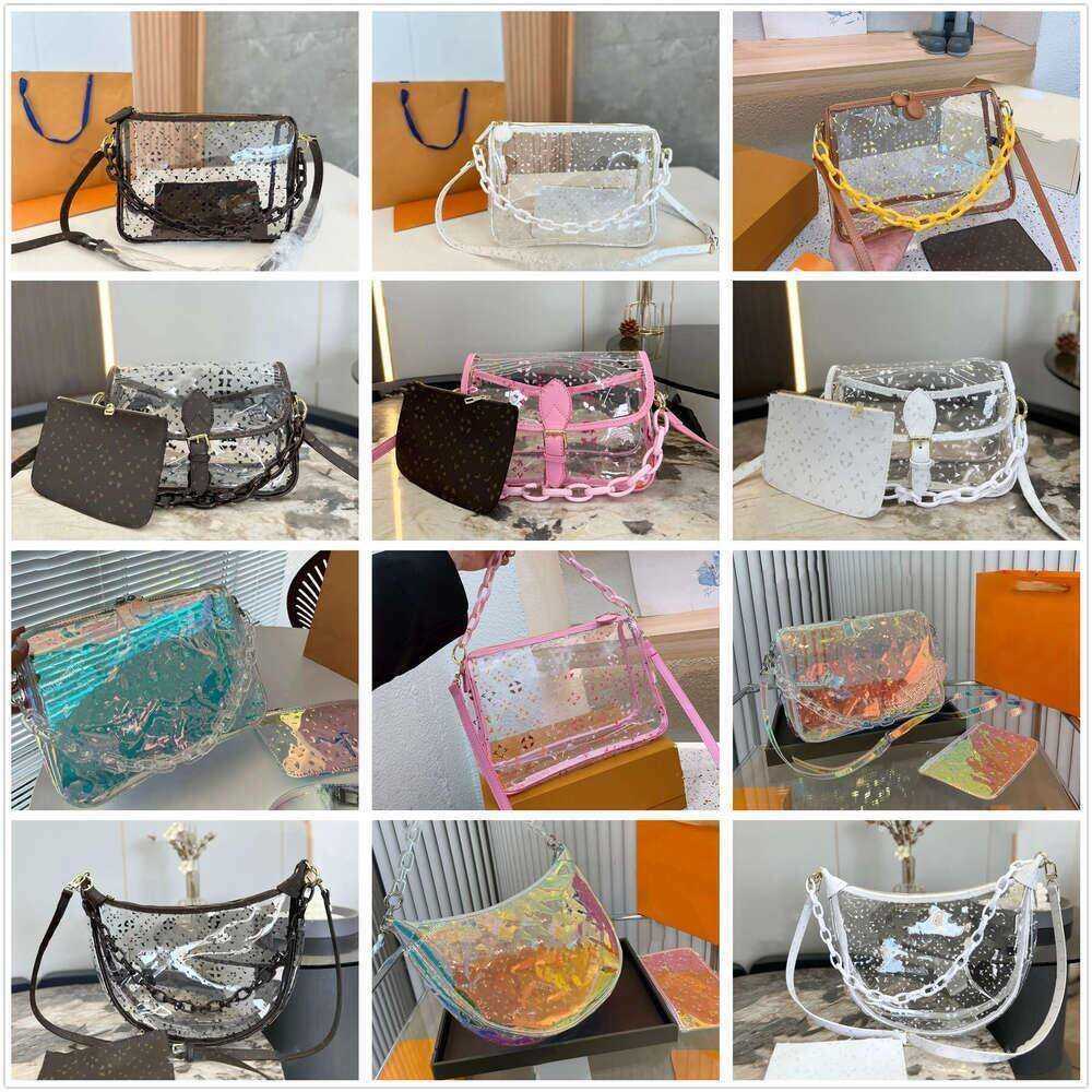 Shoulder Bags Fashion Designer Transparent jelly Totes Ladies Crossbody bag Show off the rich Clear Lipstick powder makeup cosmetic Pouch toiletry purses bags