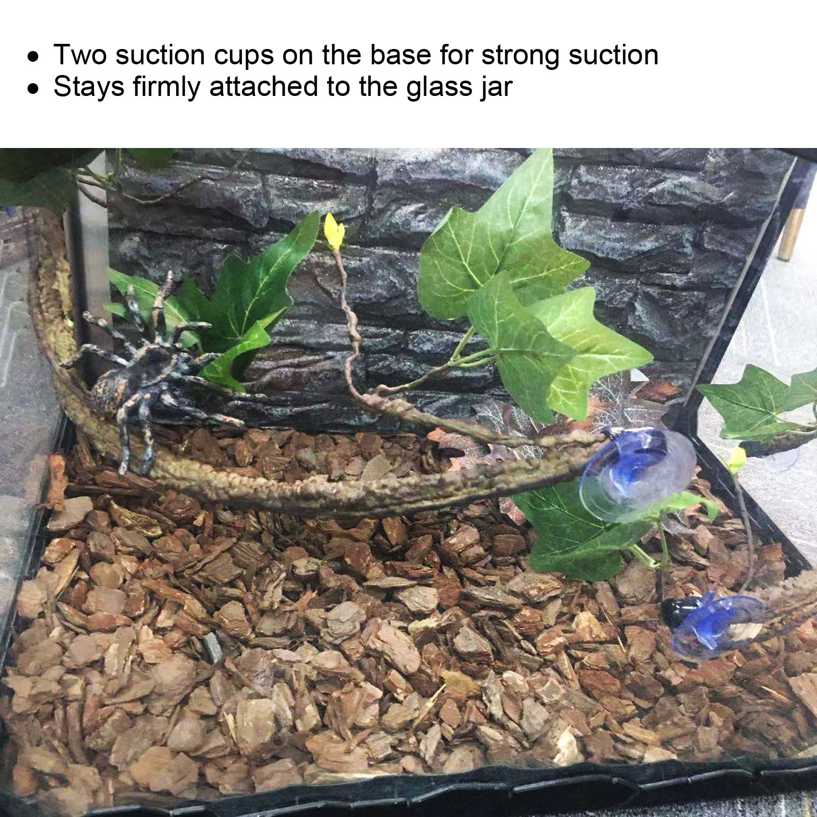 2pcs Reptile Corner Branch Terrarium Plant Decoration With Suction Cups For Amphibian Lizard Snake Climbing