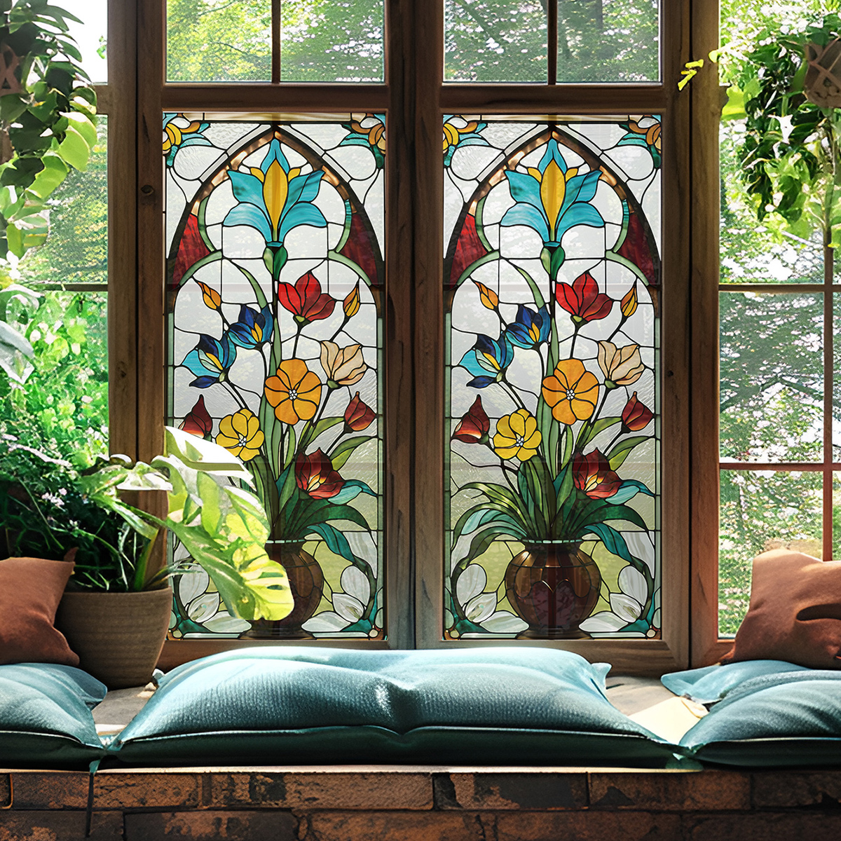 Vintage Style Flower-Patterned Frosted Glass Sheets Ideal for Crafts & Renovations