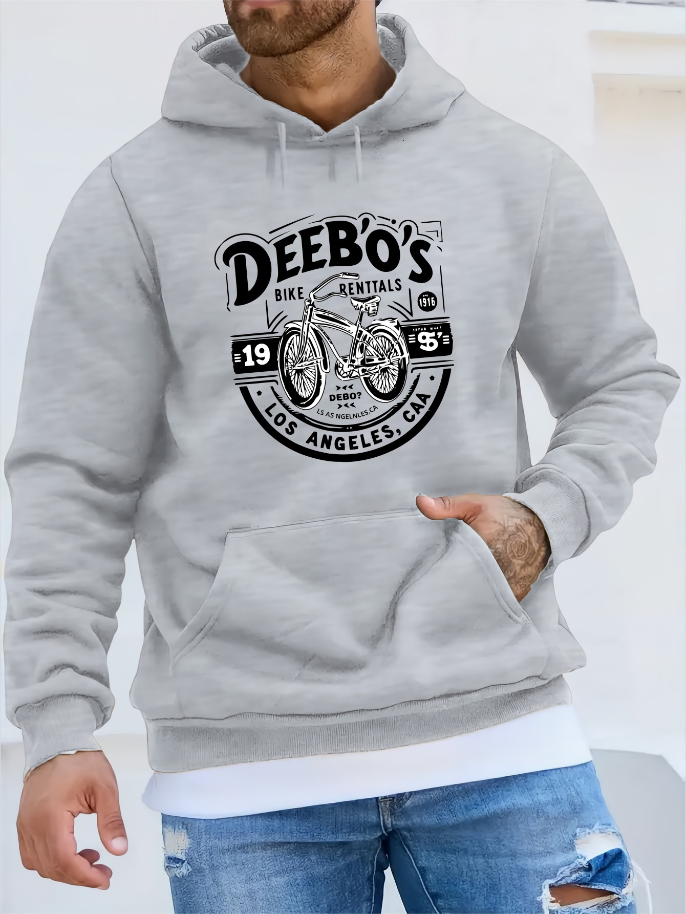 Men's Warm Plush Hooded Pullover Sweatshirt - Soft Slight Stretch Polyester Fabric, Long Sleeve, Kangaroo Pocket, Drawstring, Stylish Versatile D