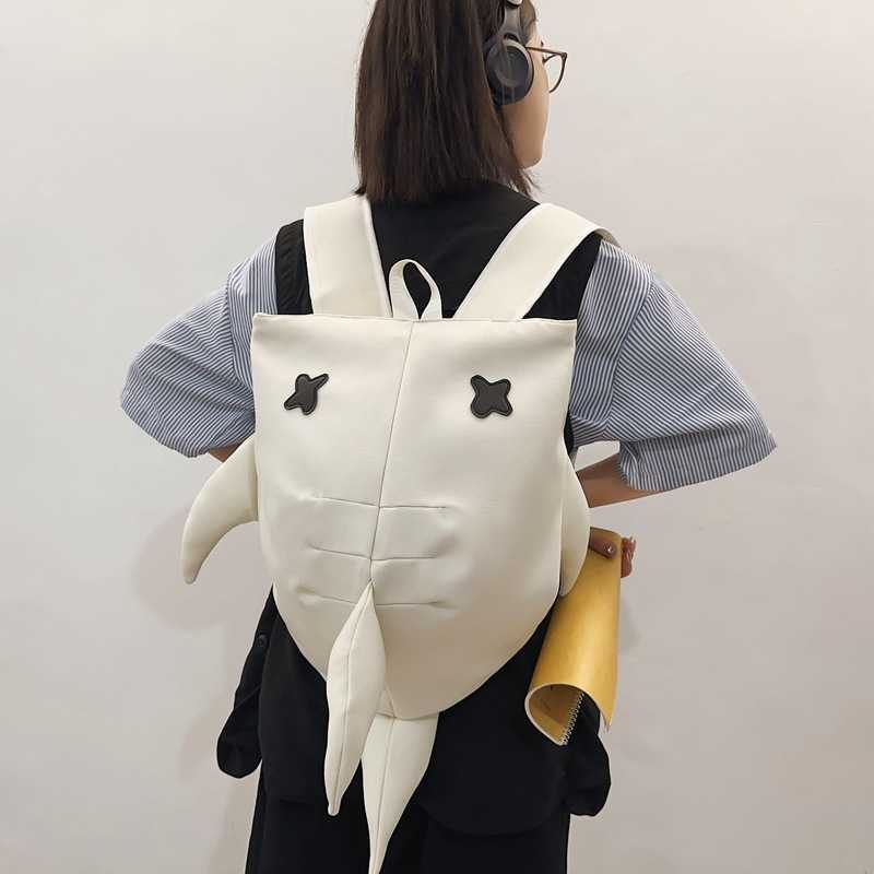 Funny Shark Backpack Female Casual Male Couple Class Shopping Outdoor Trendy Travel Small Backpack 240915