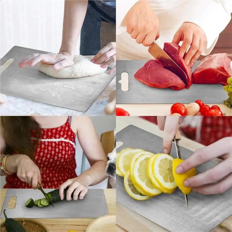 Cutting Board Double-Sided Metal Cutting Mats Chopping Block Meat Fruits Vegetables Bread Baking Grip Kitchen Supply 240902