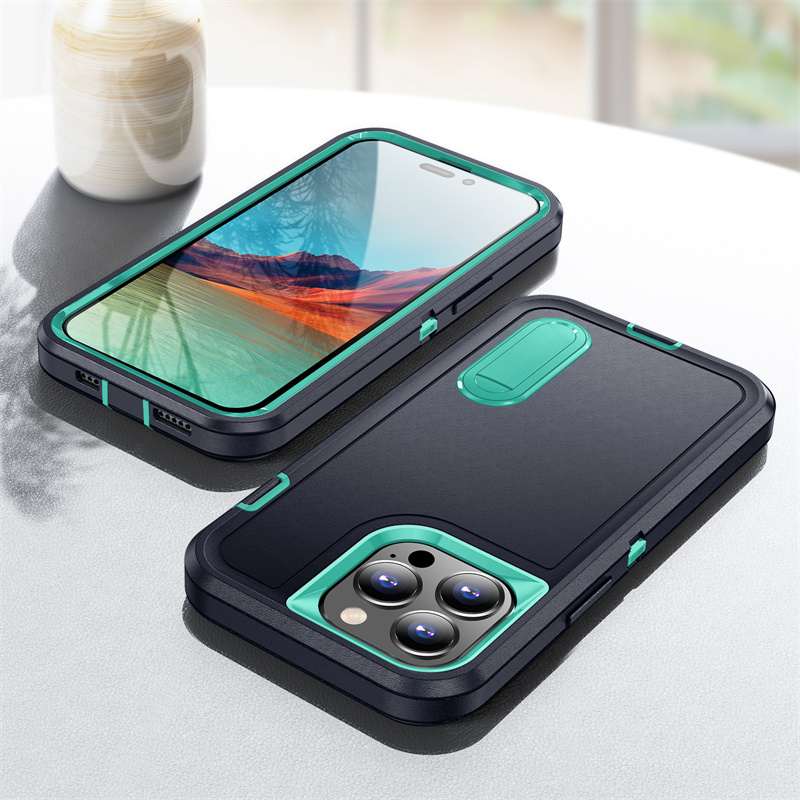 Shockproof Armor Case For iPhone 16 15 14 13 12 11 Pro Max Plus Heavy Duty Rugged Protective with Kickstand Cover For Samsung S24 S23 Ultra Plus A14 A
