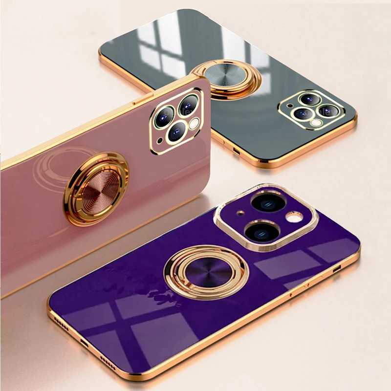 Luxury silicone ring holder phone case suitable for iPhone 15 14 12 13 Pro Max Mini X XR 8 Plus with rotating bracket shock-absorbing cover M240902