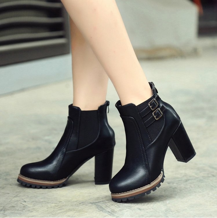 New Boot Autumn Winter Short High Heel Ankle Boots Black Women Shoes 567 5eb9