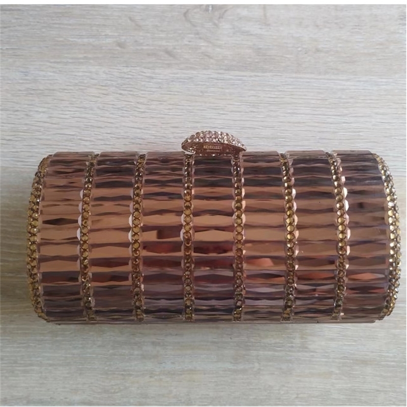 XIYUAN Brown Crystals Clutch Evening Bags For Wedding Party Jet Rhie Handbags Bridal Dia Clutches Purses Bag 240830 3a6a 4